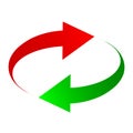 Two arrows: green and red - for stock